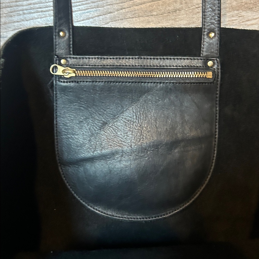 Baggu Black vintage Leather xl oversized Tote bag - Picture 6 of 9